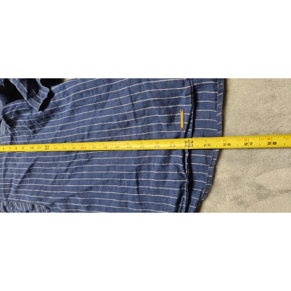 Ellen Tracy Women's Size XL Blue Striped 100% Linen Zip Up Shirt - Picture 9 of 10